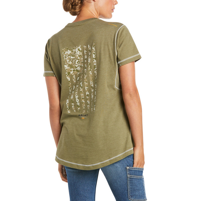 REBAR WORKWOMAN CAMO FLAG SHORT-SLEEVE TEE - 300-Green | Ariat 10035407