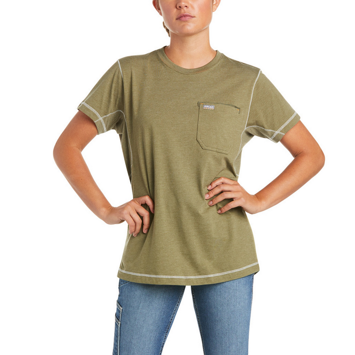 REBAR WORKWOMAN CAMO FLAG SHORT-SLEEVE TEE - 300-Green | Ariat 10035407