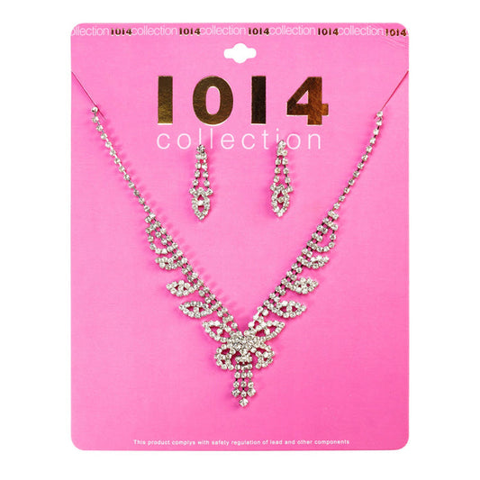 Rhinestone Necklace & Earrings Set - ikatehouse