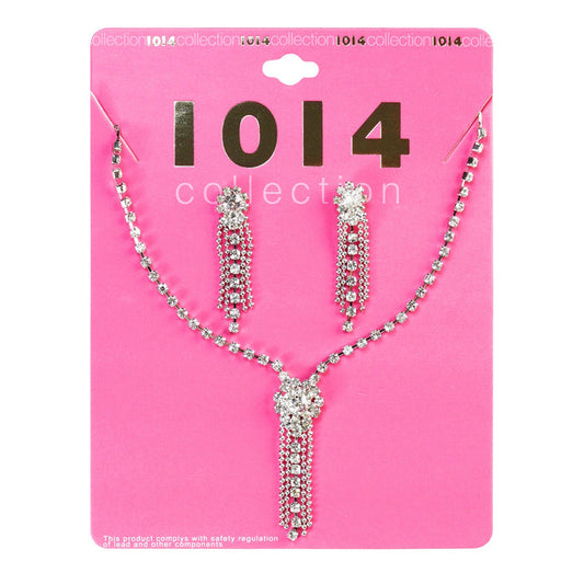 Rhinestone Necklace & Earrings Set - ikatehouse