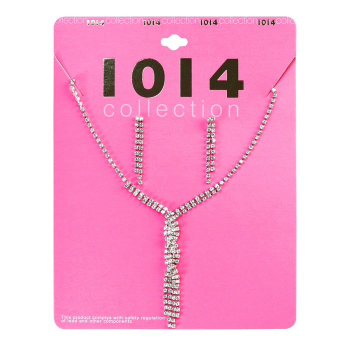 Rhinestone Necklace & Earrings Set - ikatehouse