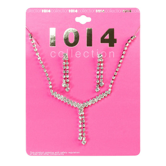 Rhinestone Necklace & Earrings Set - ikatehouse