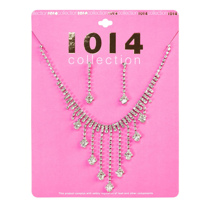 Rhinestone Necklace & Earrings Set - ikatehouse