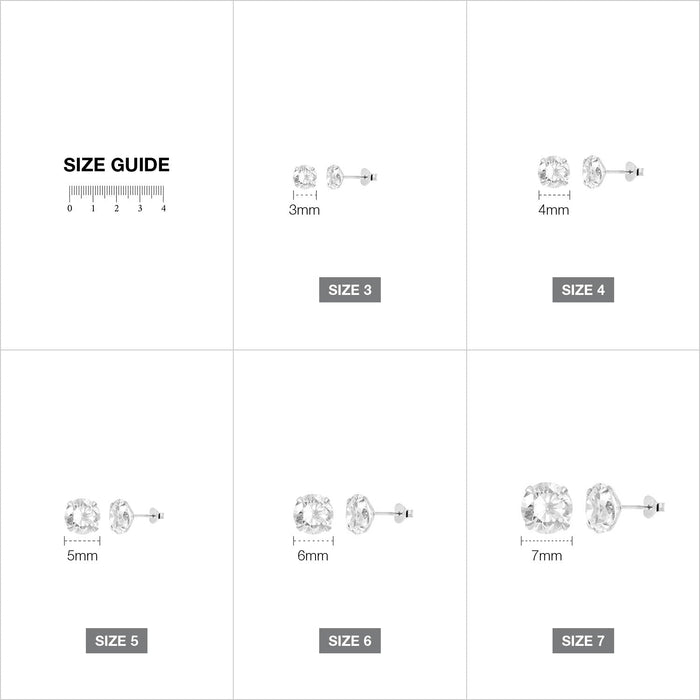 Round Cubic Zirconia Sterling Stud Earring Silver - ikatehouse