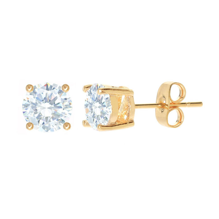 Round Cubic Zirconia Stud Earring Gold - ikatehouse