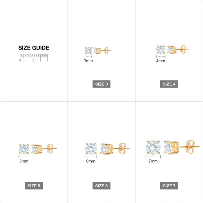 Round Cubic Zirconia Stud Earring Gold - ikatehouse