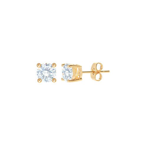 Round Cubic Zirconia Stud Earring Gold - ikatehouse
