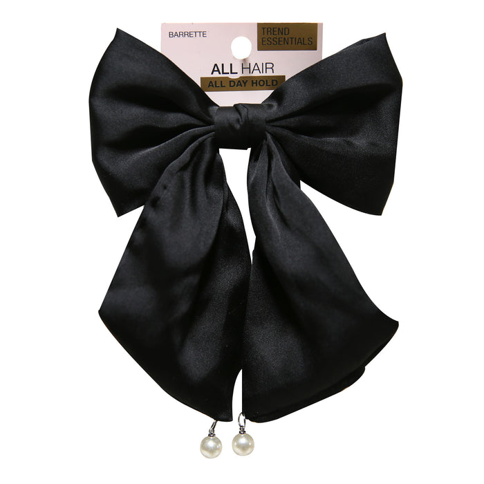 Scunci Hair Bow Pearl Barrette Black
