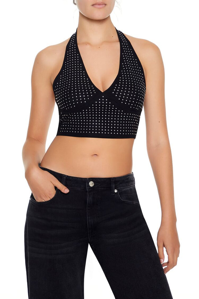 Sequin Halter Crop Top