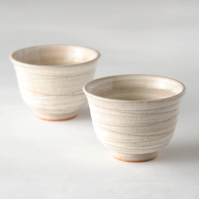 [Set of 2] Japanese Yunomi Teacup - Mino Yaki [Shirahagi]