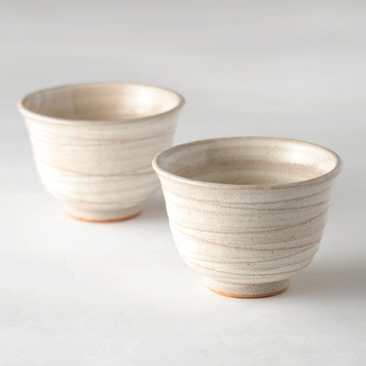 [Set of 2] Japanese Yunomi Teacup - Mino Yaki [Shirahagi]