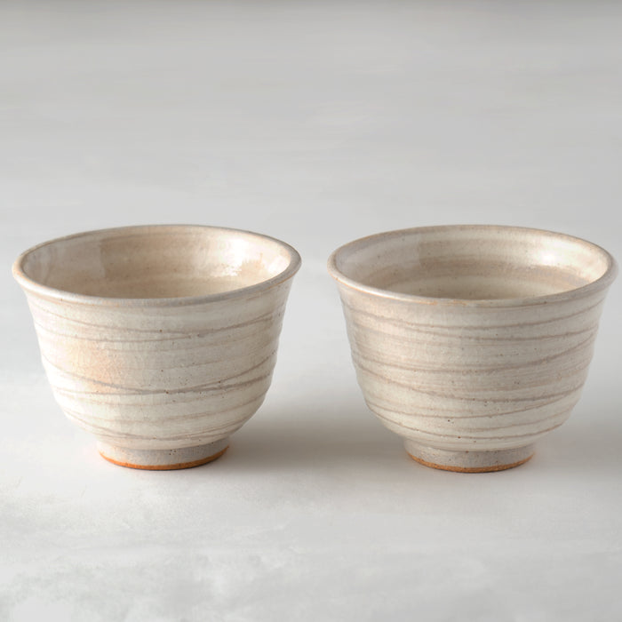 [Set of 2] Japanese Yunomi Teacup - Mino Yaki [Shirahagi]