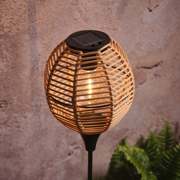 Set of 2 Wicker Effect Solar Stake Lights