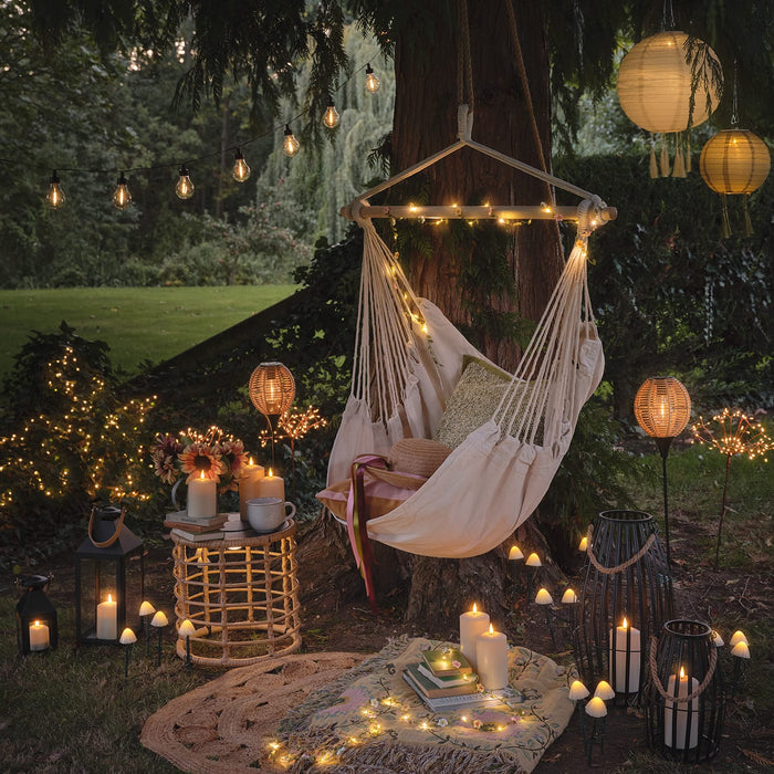 Set of 2 Wicker Effect Solar Stake Lights