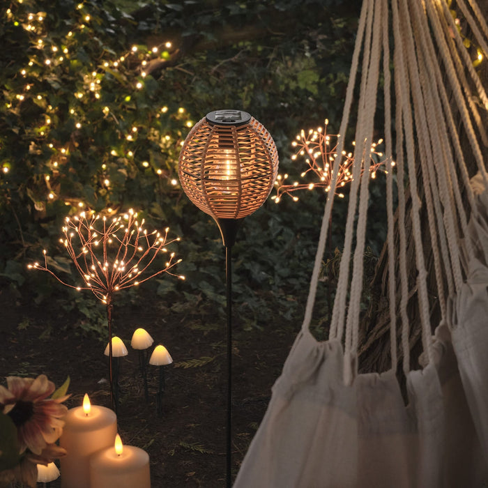 Set of 2 Wicker Effect Solar Stake Lights