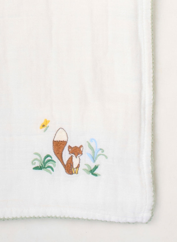 Shawl Blanket - Embroidered Fox