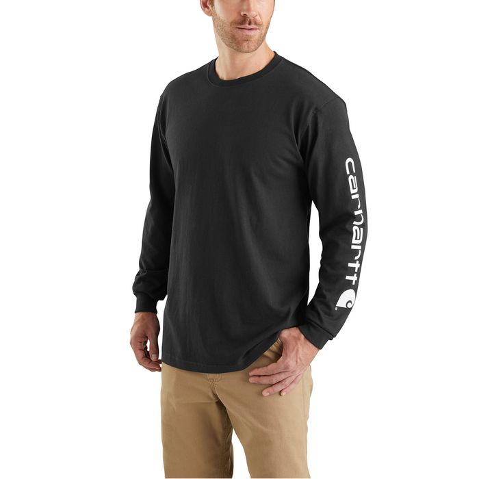 SIGNATURE SLEEVE LOGO LONG SLEEVE T-SHIRT - BLK-Black | Carhartt K231