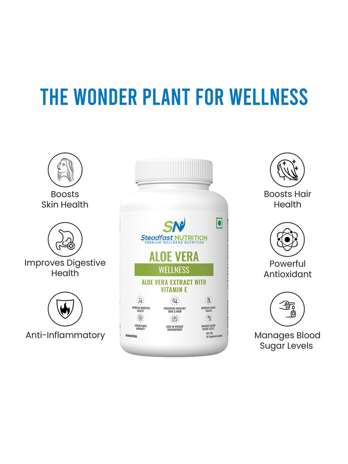Steadfast Nutrition Aloe Vera for Healthy Skin & Hair (60 Capsules)