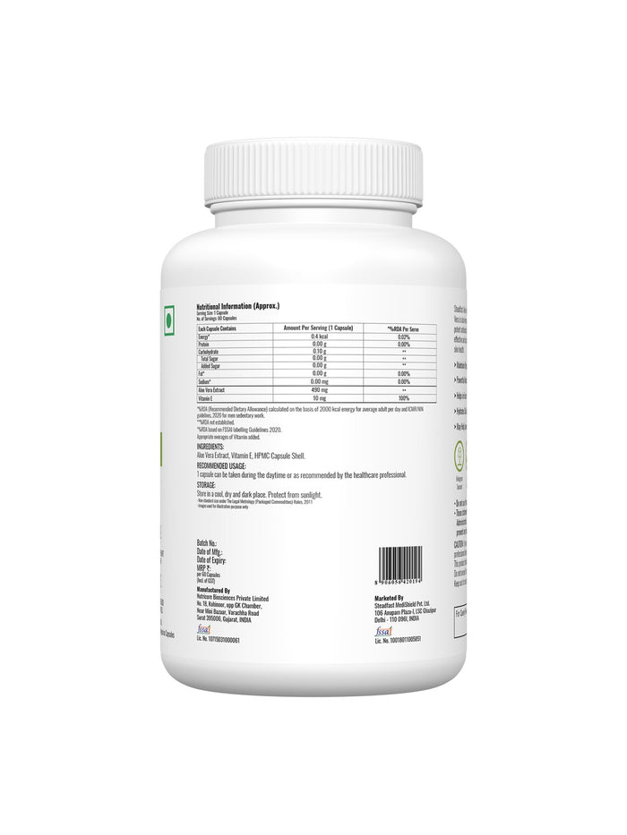 Steadfast Nutrition Aloe Vera for Healthy Skin & Hair (60 Capsules)