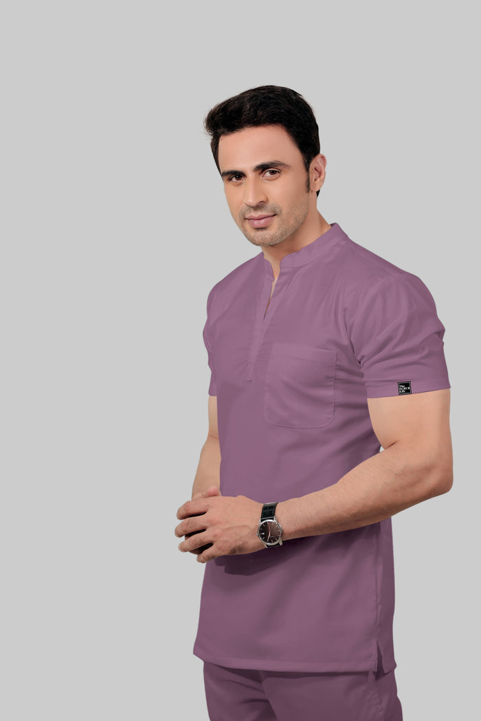 Stretchable (2Way) Men Lilac Mandarin Neck With Jogger Scrub Set