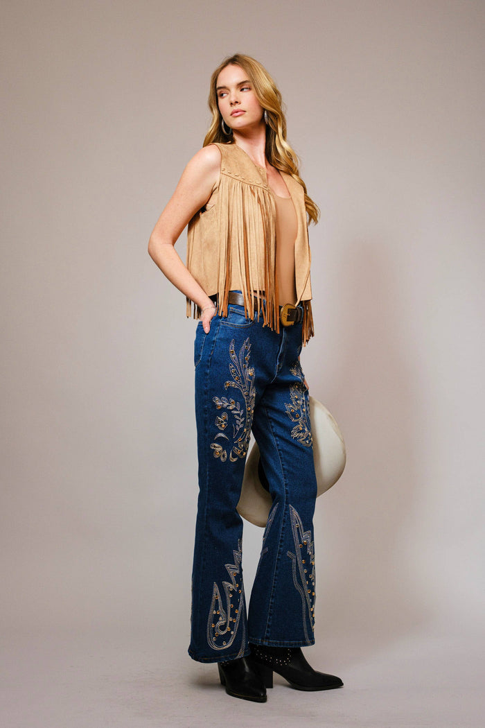 Suede Fringe Western Vest