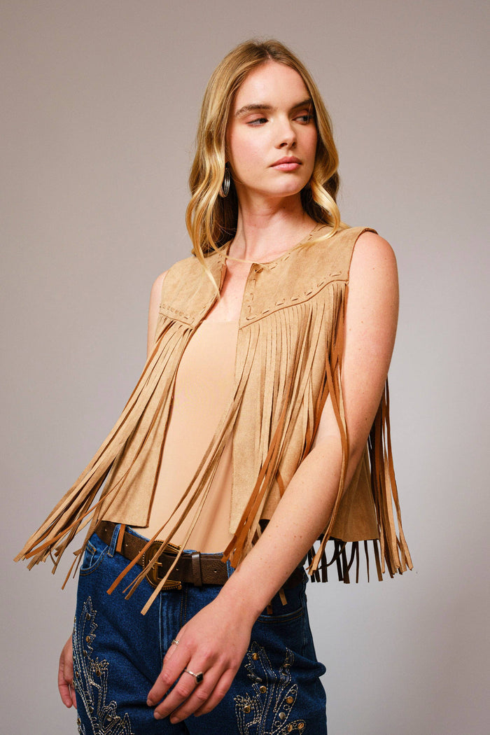 Suede Fringe Western Vest