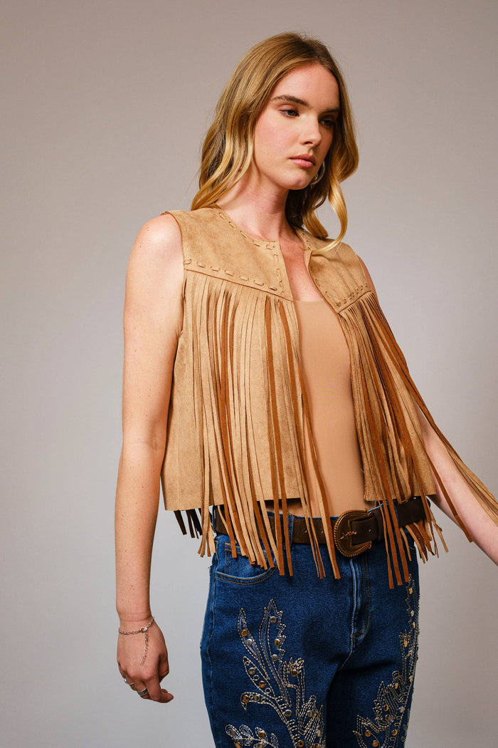 Suede Fringe Western Vest