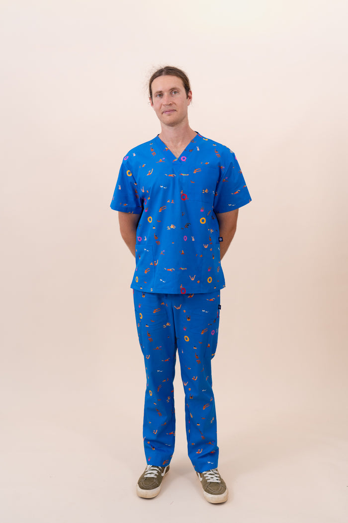 Summer Swims - Unisex Printed Scrub Pants