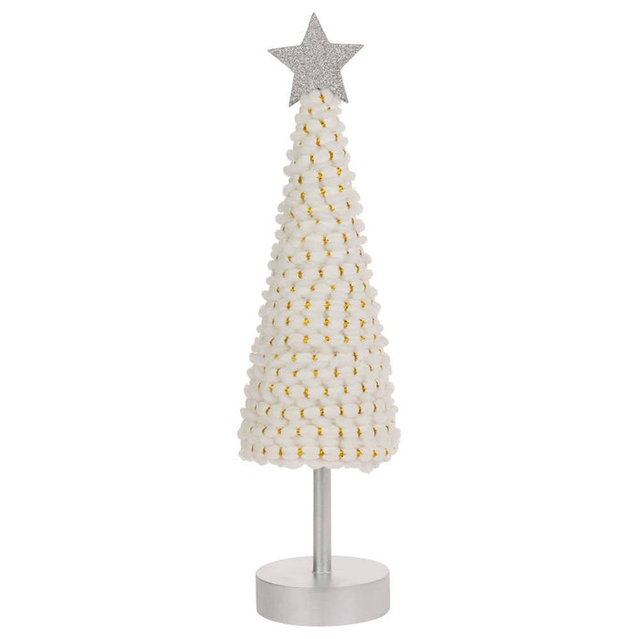 Tall White & Gold Cone Tree With Star