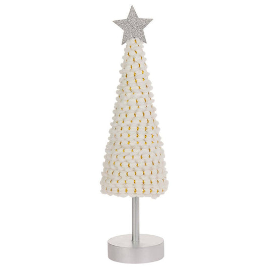 Tall White & Gold Cone Tree With Star