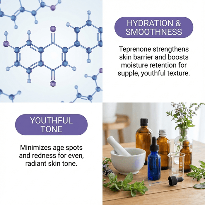 Teprenone for improving skin elasticity and reducing signs of aging