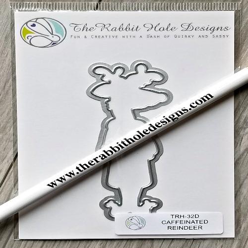 The Rabbit Hole Designs - Die - Caffeinated - Reindeer. The Rabbit Hole Designs dies are made of durable 100% steel. Usable in nearly every machine on the market! Use on cardstock, felt, fabric or shrink plastic. You can use wafer thin dies to cut, stencil, emboss and create! Available at Embellish Away located in Bowmanville Ontario Canada.