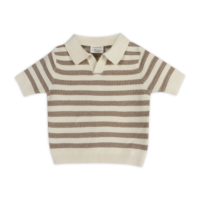 Theo Textured Baby Polo Shirt Front (Organic Cotton)