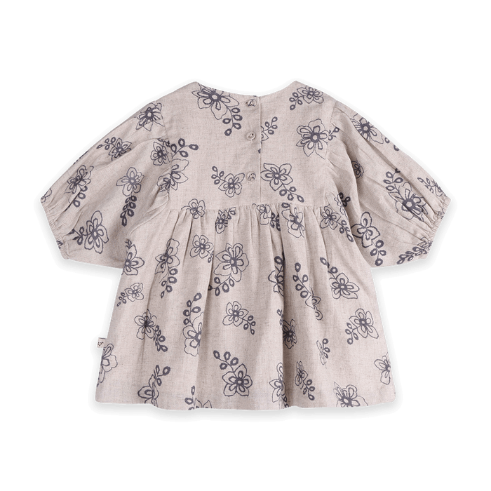 Theresa Floral Baby Dress with Bows & Bloomer Set (Organic Cotton) - Back