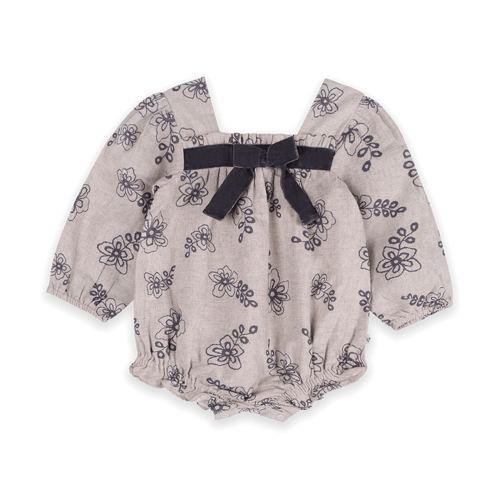 Theresa Floral Baby Romper with Bows & Headband Set (Organic Cotton) - Front