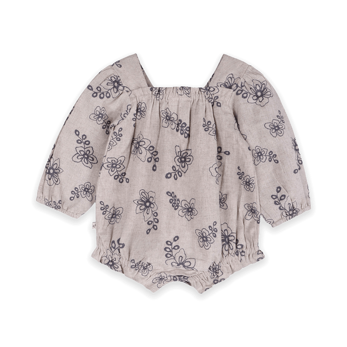 Theresa Floral Baby Romper with Bows & Headband Set (Organic Cotton) - Back