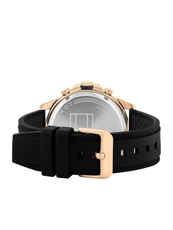Tommy Hilfiger Round Black Dial Analog Watch With Multifunction Display & Silicone Strap - NETH1792028