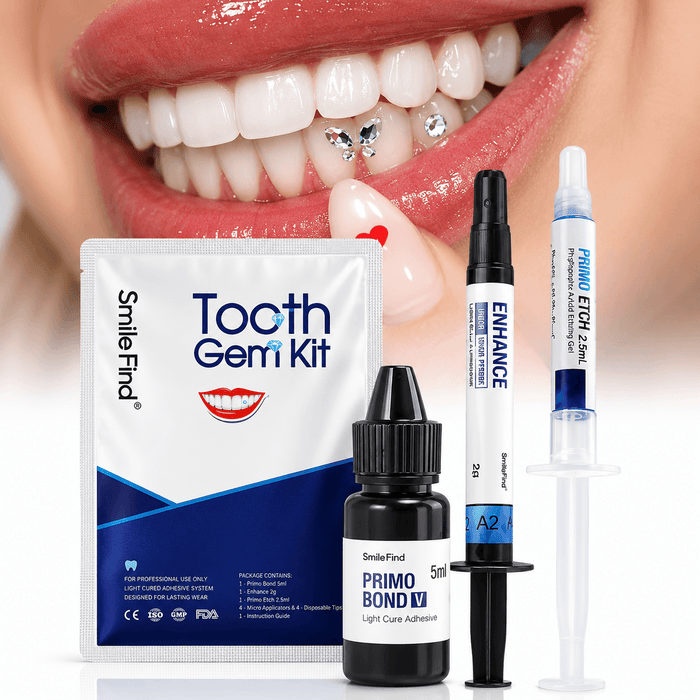 Professional tooth gem kit with etch bond and adhesive