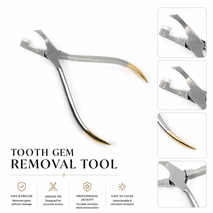 Tooth gem removal tool with angled stainless steel tip