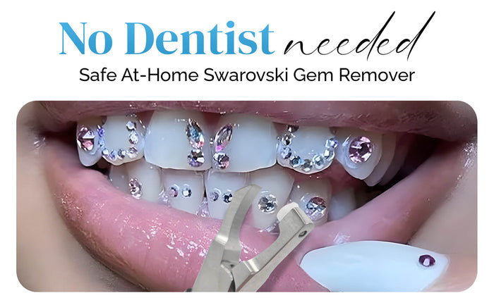 Close-up of professional tooth gem removal tool