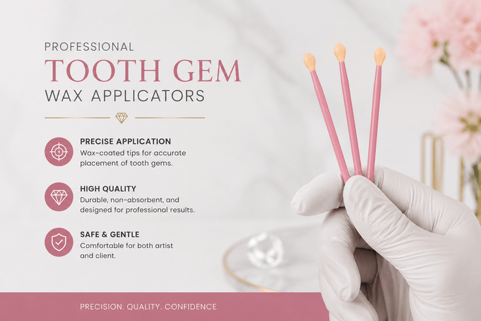 Pink tooth gem wax applicators with disposable tips