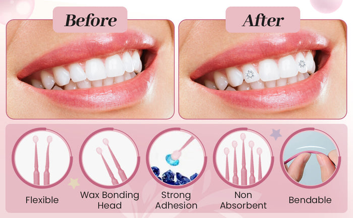 Tooth gem wax applicator with precision wax tip