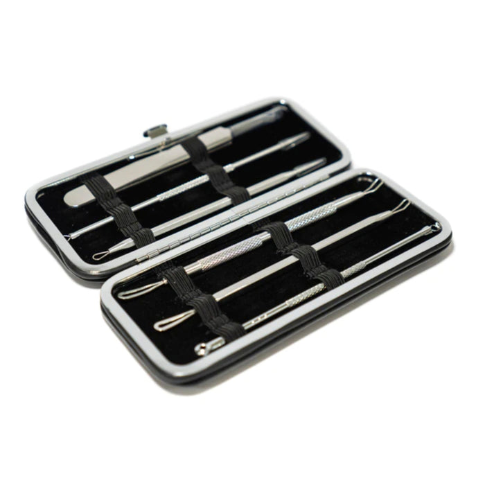 TruBeauty Stainless Steel Pro Blemish Tool 6pcs with Mirror Case - ikatehouse