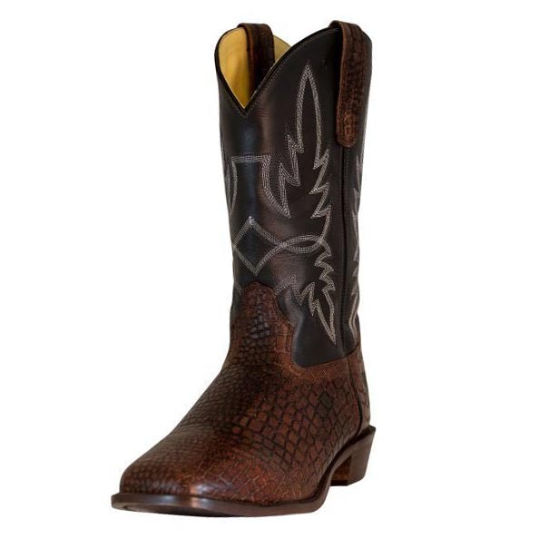 TuffRider Men's Grant Leather Printed Wide Square Toe Western Boots