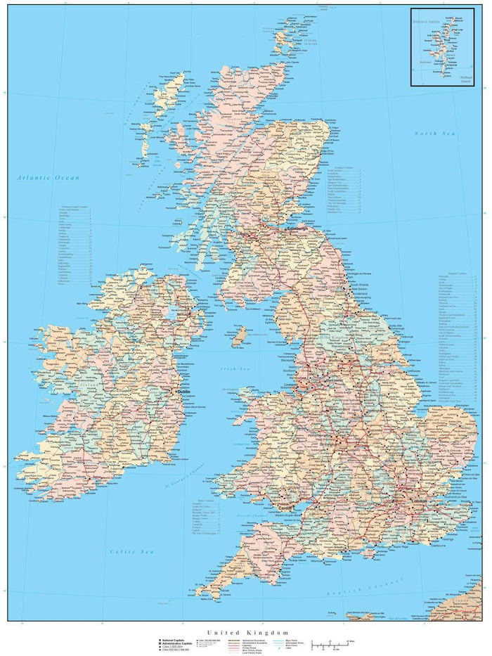 United Kingdom Map with Counties