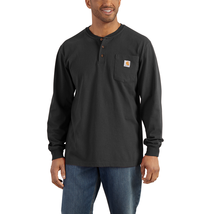 WORKWEAR POCKET LONG SLEEVE HENLEY - BLK-Black | Carhartt K128