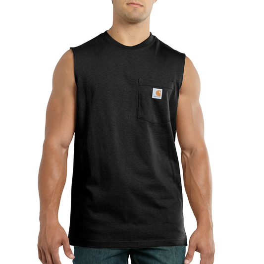 WORKWEAR POCKET SLEEVELESS T-SHIRT - 001-Black | Carhartt 100374