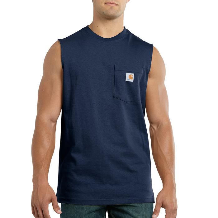 WORKWEAR POCKET SLEEVELESS T-SHIRT - 412-Navy | Carhartt 100374