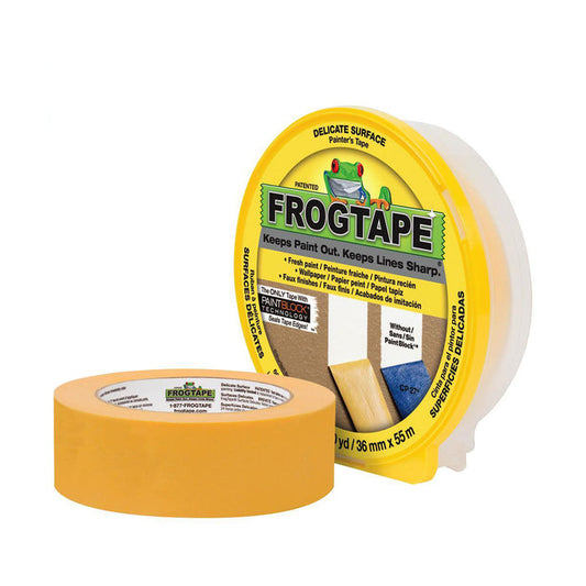 Yellow FrogTape for delicate surfaces, available at Clement's Paint in Austin, TX.